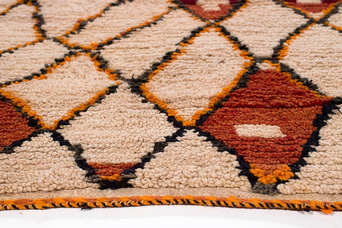 20th Century Antique Rare Ait Bou Ichaouen Diamond Violet Moroccan Wool Midcentury Area Rug For Sale