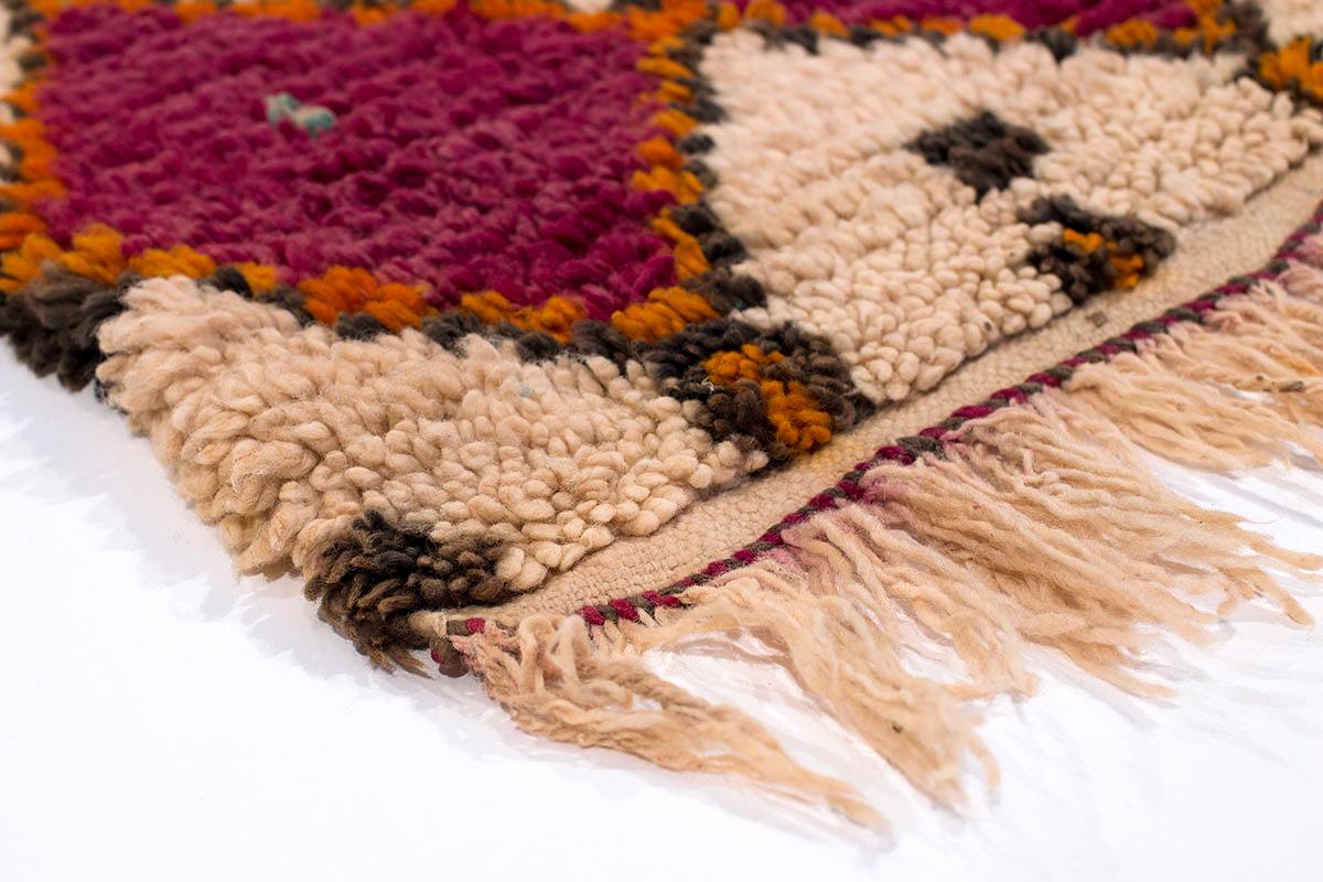 Antique Rare Ait Bou Ichaouen Diamond Violet Moroccan Wool Midcentury Area Rug For Sale 1
