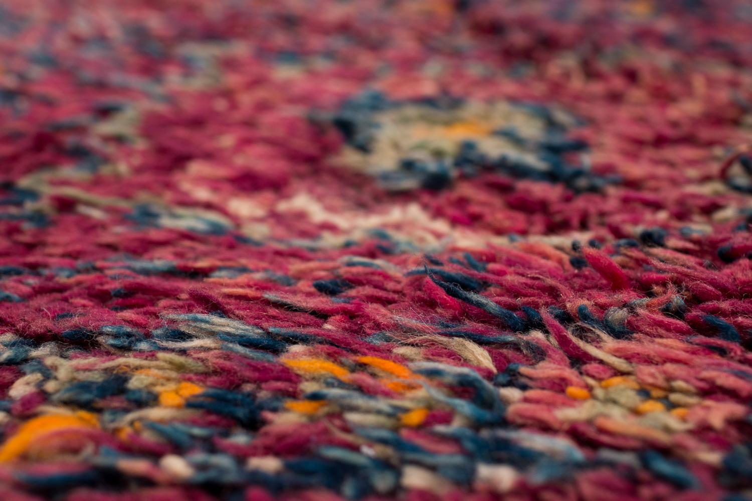 Antique Collectible Diamond Purple Violet Moroccan Wool Shag Midcentury Area Rug For Sale 2