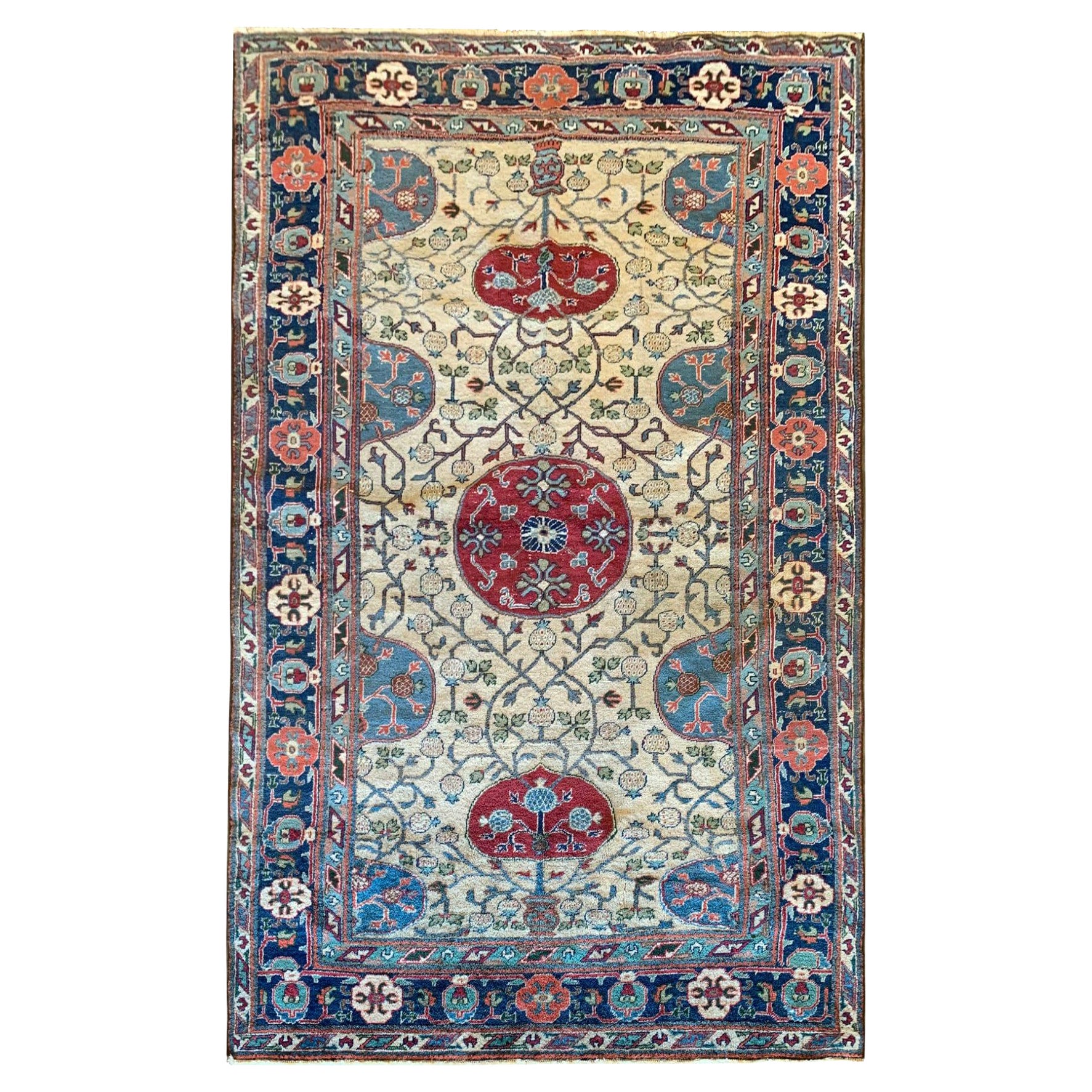 Tapis Khotan de collection antique, Asie centrale du Turkestan des années 1880