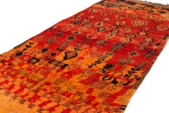 Antique Collectible Midcentury Authentic Boujad Tribal Moroccan Red Wool Rug
