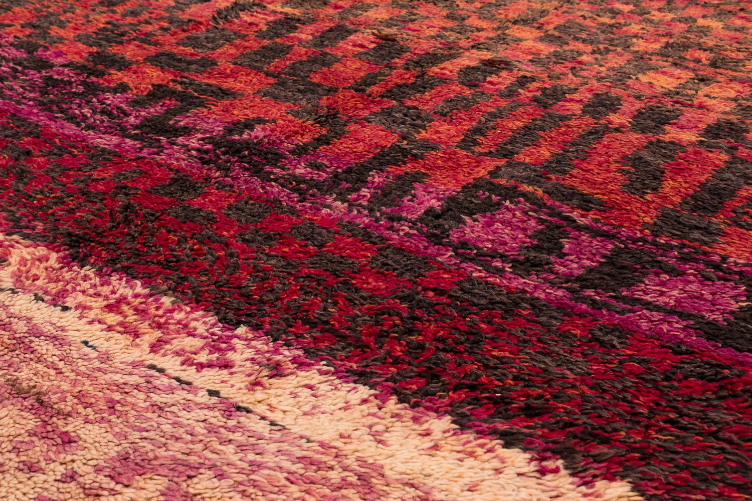 Tribal Antique Collectible Multicolor Checkerboard Midcentury Moroccan Wool Area Rug For Sale
