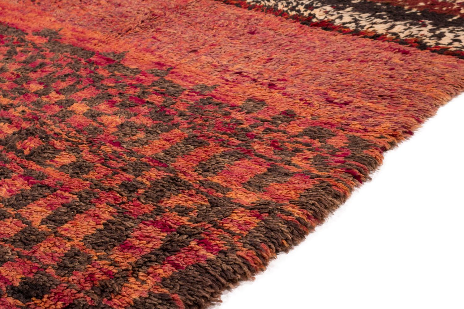 20th Century Antique Collectible Multicolor Checkerboard Midcentury Moroccan Wool Area Rug For Sale