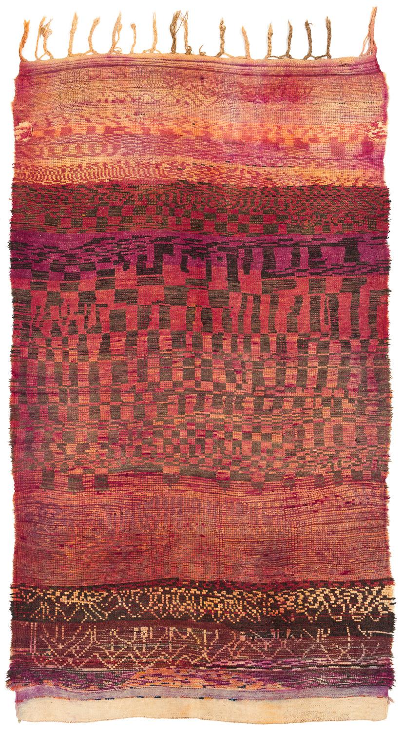 Antique Collectible Multicolor Checkerboard Midcentury Moroccan Wool Area Rug For Sale 3