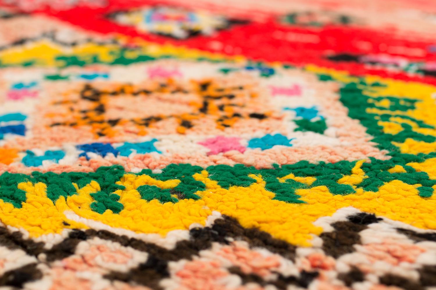 Alfombra de lana marroquí auténtica, multicolor, vibrante y lúdica finales del siglo XX en venta