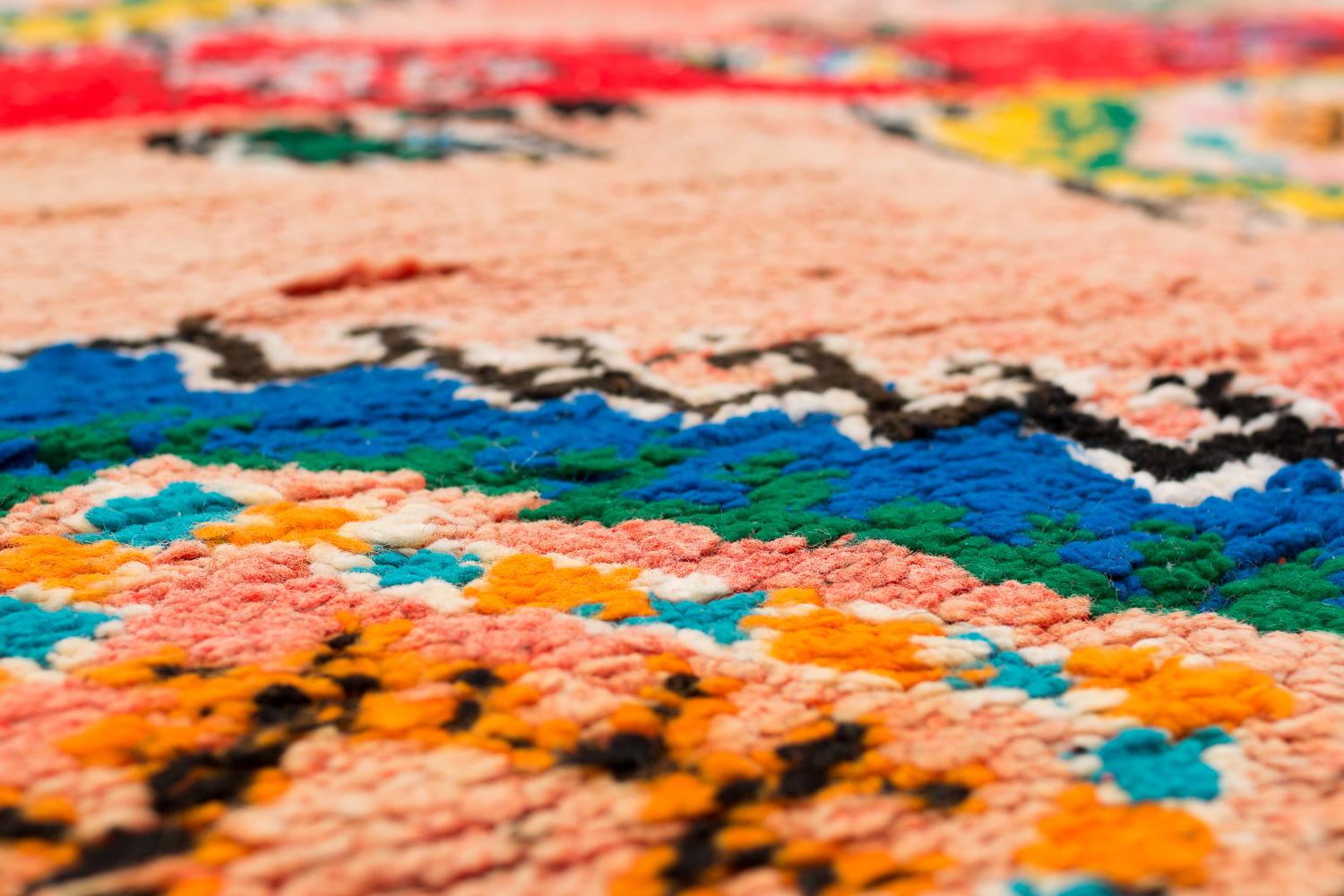 Alfombra de lana marroquí auténtica, multicolor, vibrante y lúdica Lana en venta