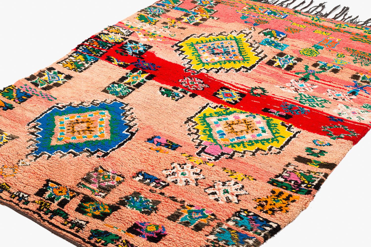 Alfombra de lana marroquí auténtica, multicolor, vibrante y lúdica en venta 4