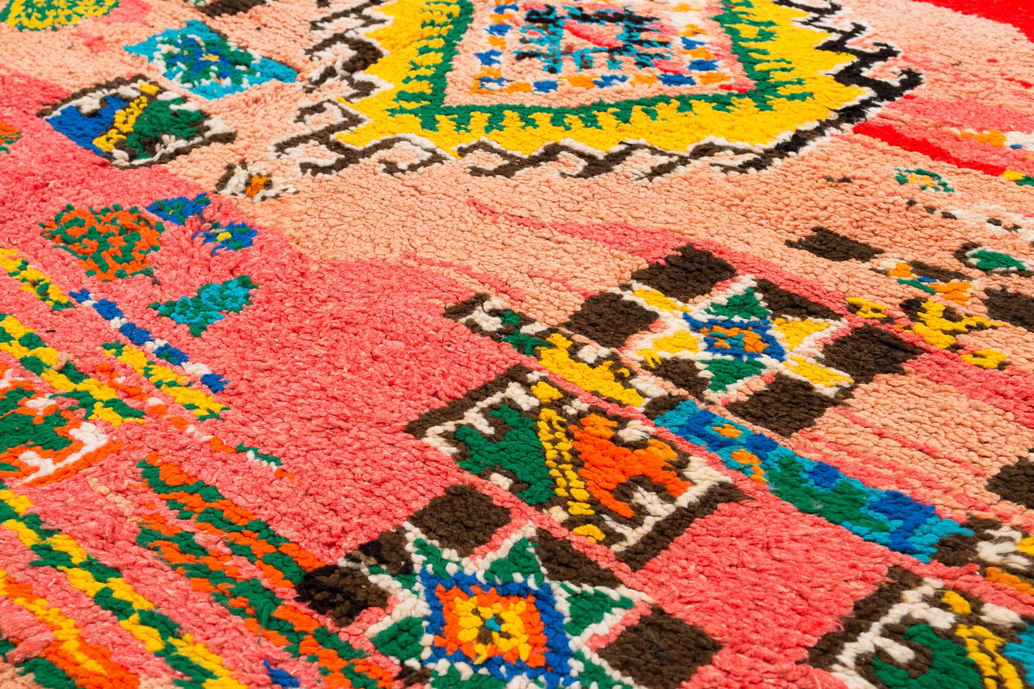 Alfombra de lana marroquí auténtica, multicolor, vibrante y lúdica Marroquí en venta