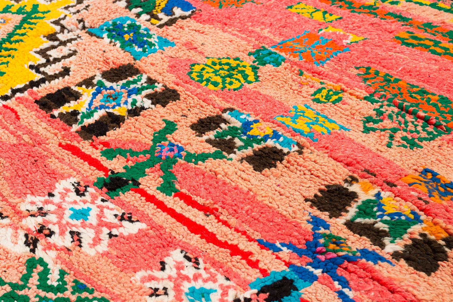 Alfombra de lana marroquí auténtica, multicolor, vibrante y lúdica Tejido a mano en venta