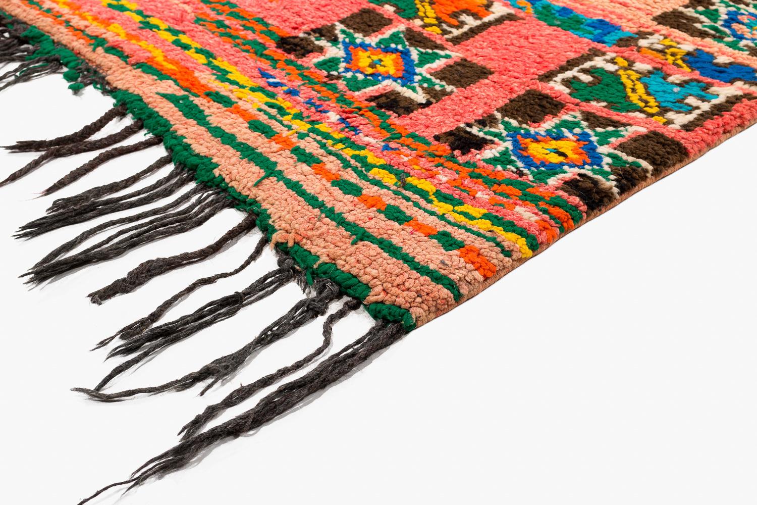 Alfombra de lana marroquí auténtica, multicolor, vibrante y lúdica en venta 1