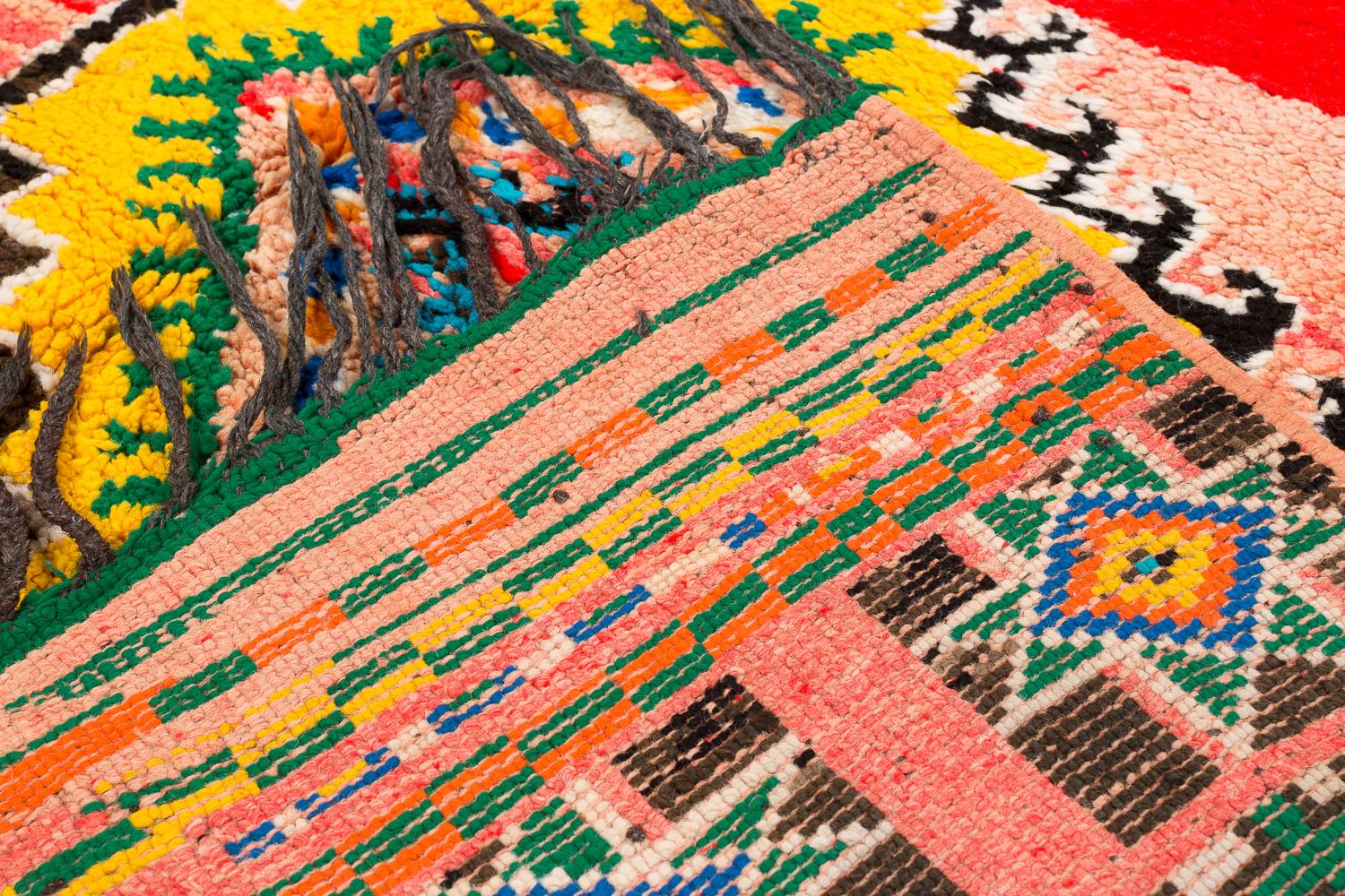 Alfombra de lana marroquí auténtica, multicolor, vibrante y lúdica en venta 2