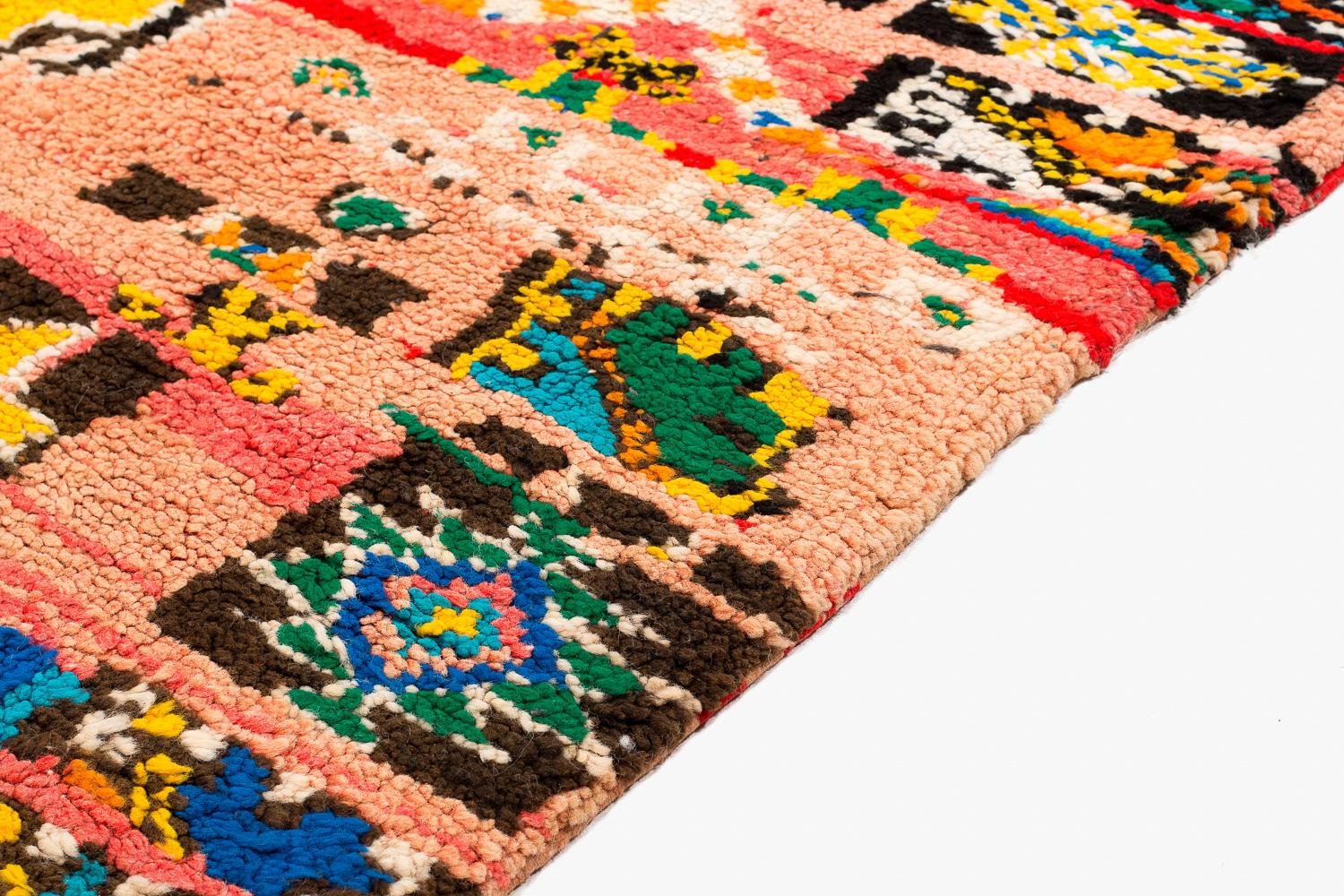 Alfombra de lana marroquí auténtica, multicolor, vibrante y lúdica en venta 3