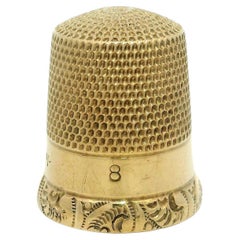 Antique Collectible Solid 10k Yellow Gold Hand Engraved Sewing Thimble Date 1924