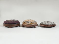 The Collective (3) English Beaded Needlepoint Ladies Ottoman or Footstools (poufs)