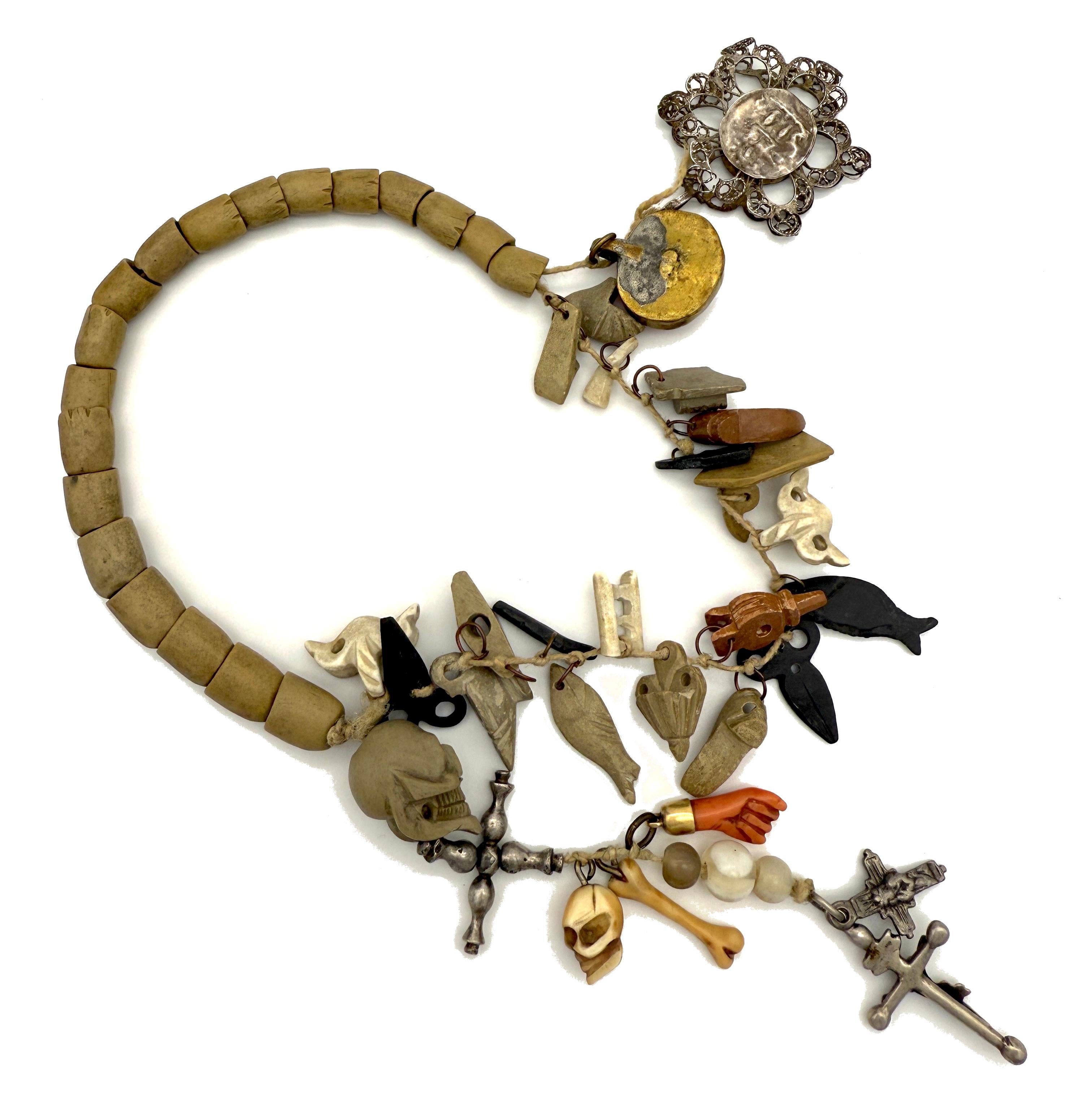 Antique Collection Of Charms and Amulets Crosses Scull Hand Tools Lava Carnelian In Good Condition In Munich, Bavaria