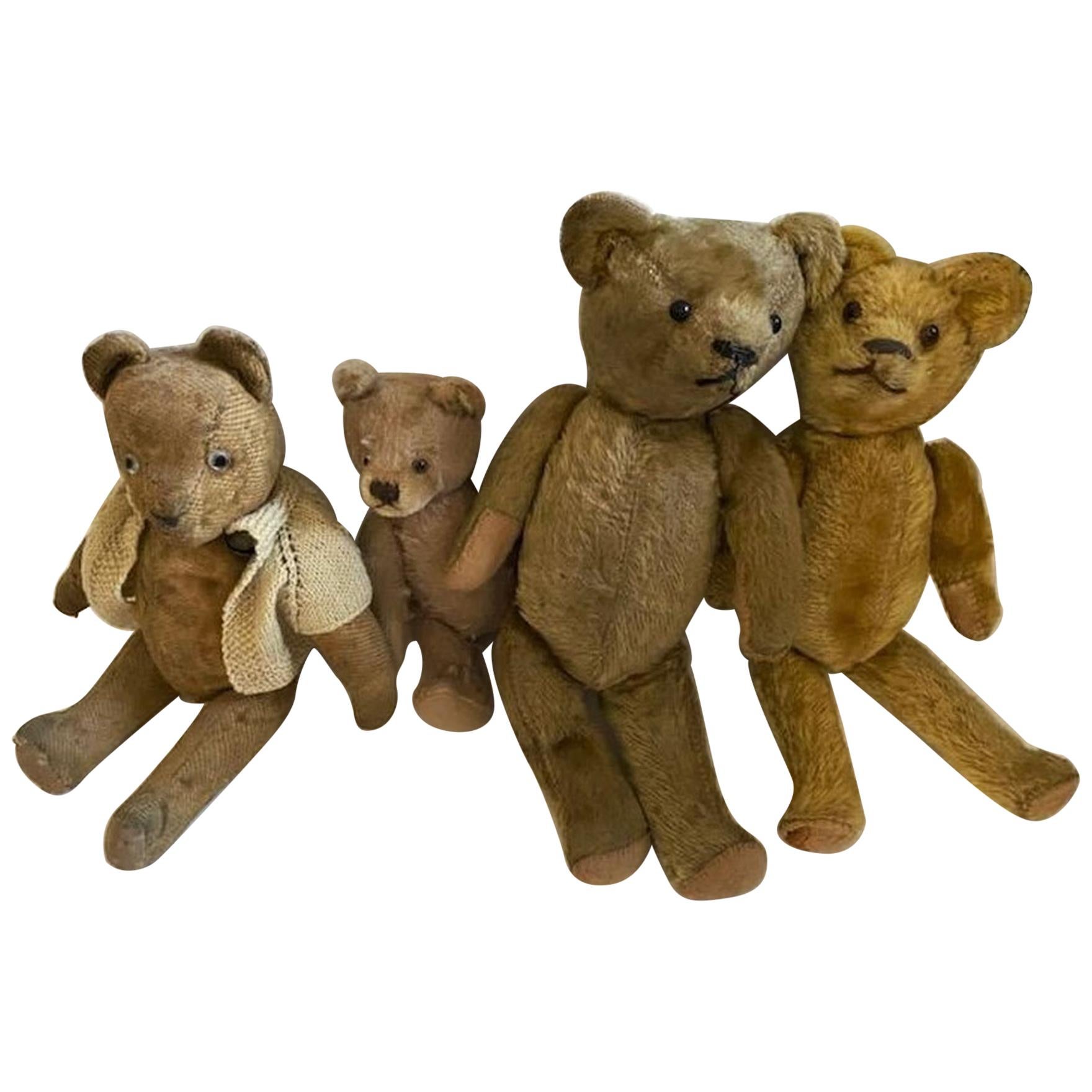 Antique Collection of Four Jointed Bears For Sale