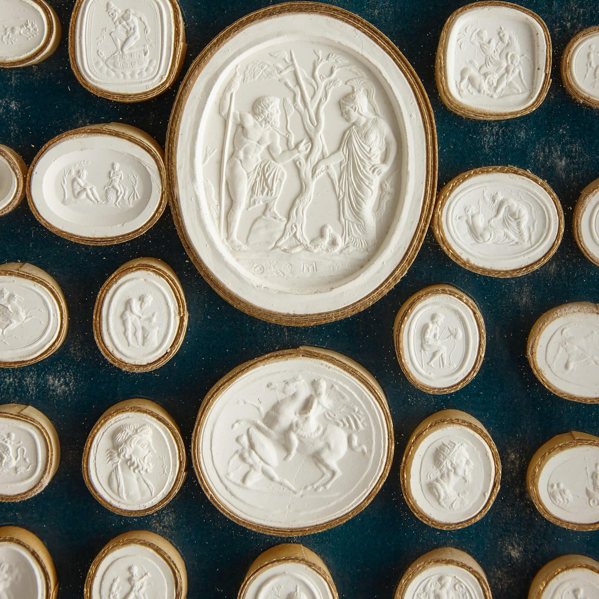 19th Century Antique Collection of Italian Grand Tour Plaster Intaglios  For Sale