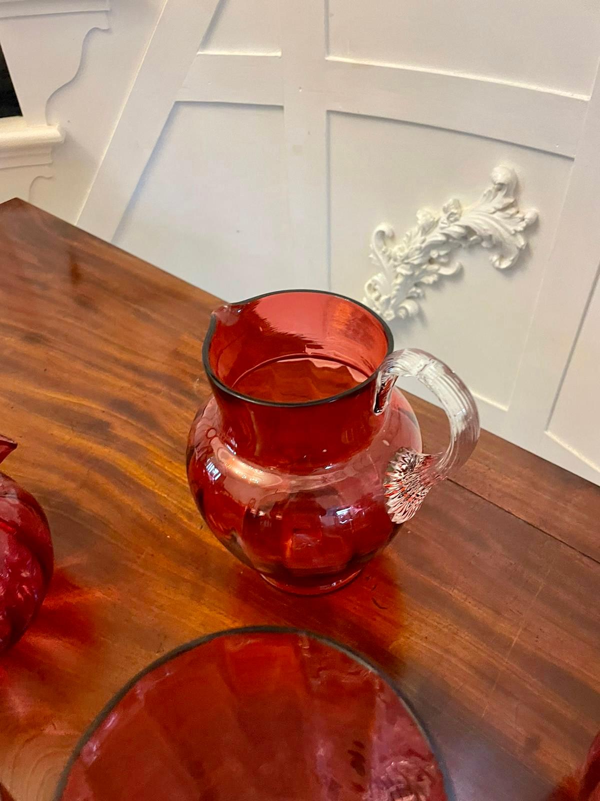 19th Century Antique Collection of Victorian Quality Cranberry Glass Items For Sale