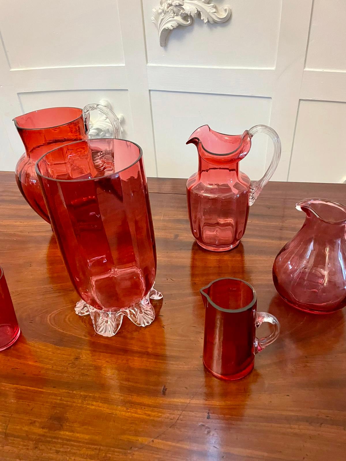 Antique Collection of Victorian Quality Cranberry Glass Items For Sale 2