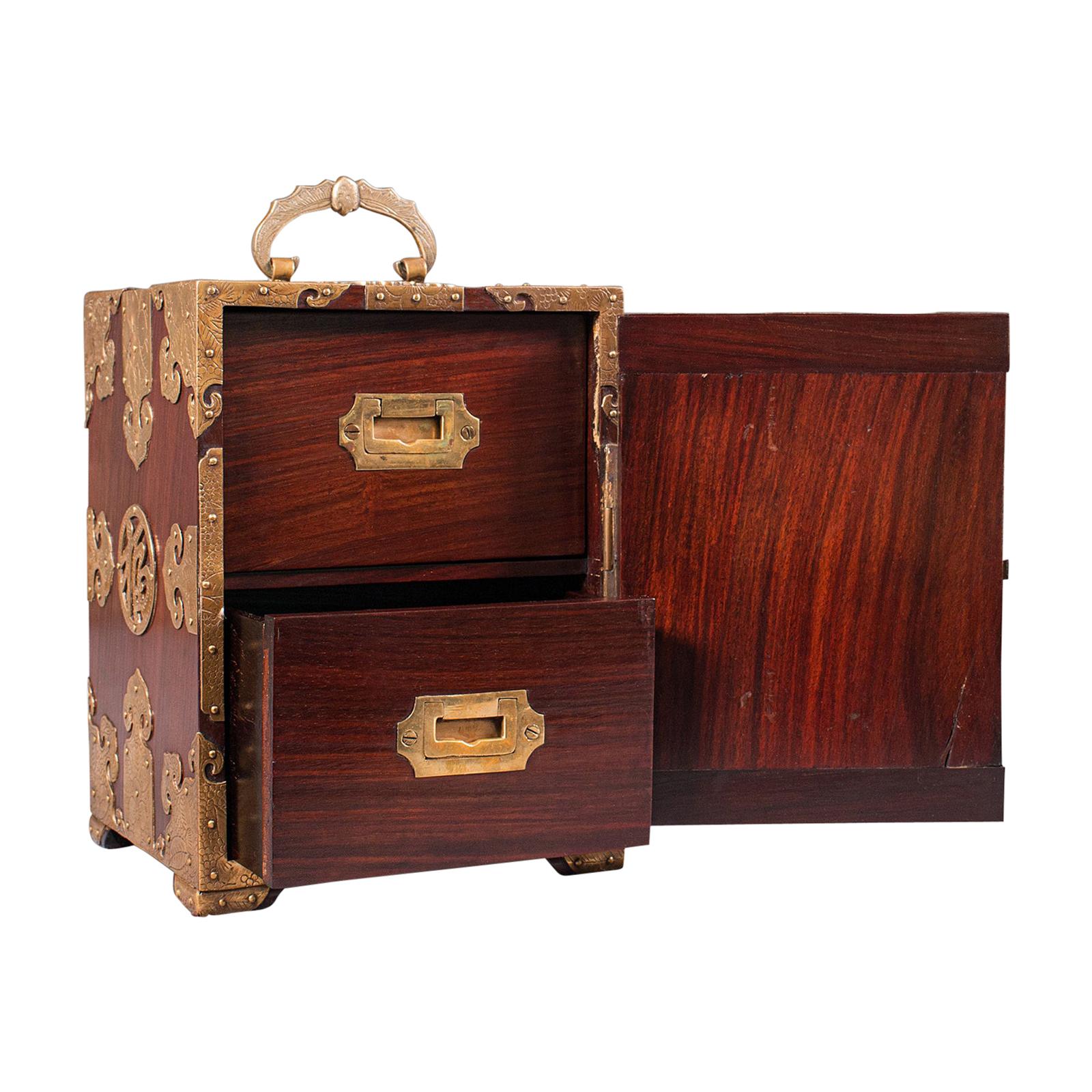 Caja antigua de coleccionista, china, palisandro, estuche decorativo para muestras, circa 1920