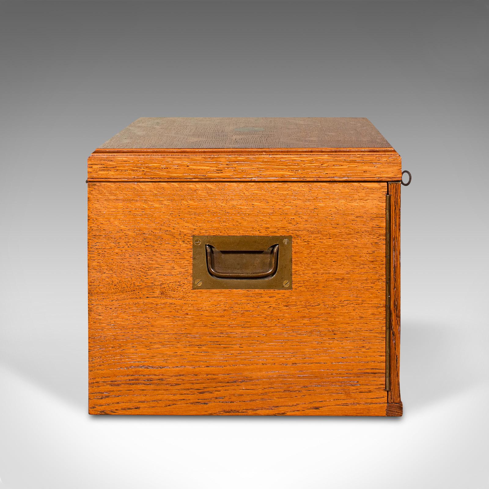Antique Collector's Specimen Case, English, Oak, Chest, Jewellery Box, Edwardian In Good Condition In Hele, Devon, GB