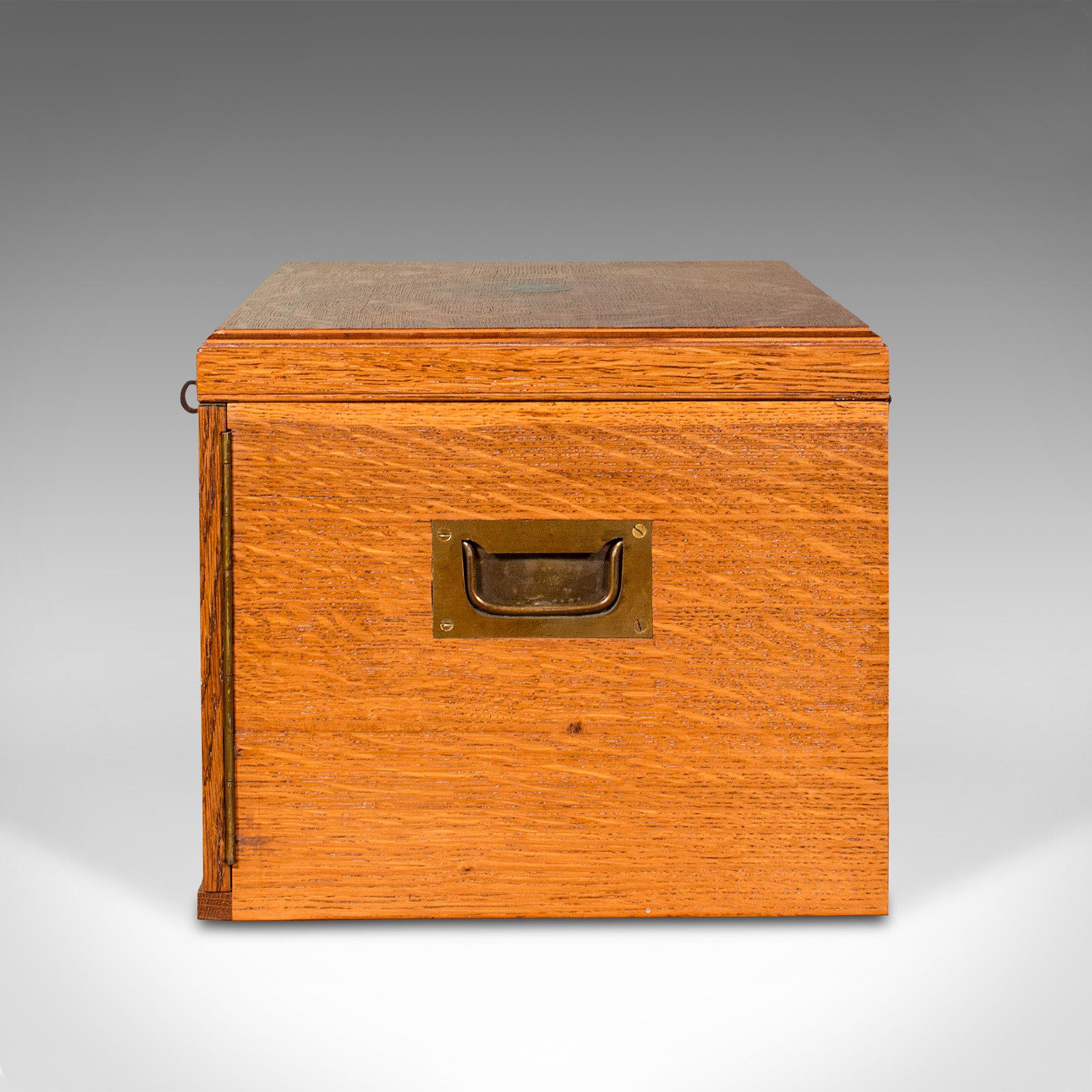 20th Century Antique Collector's Specimen Case, English, Oak, Chest, Jewellery Box, Edwardian