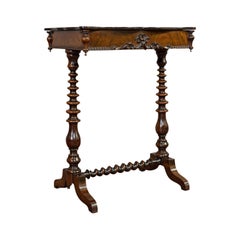 Antique Collector's Table, Walnut, Rosewood, Craft, Hobby Stand, Victorian, 1900