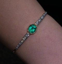 Antico bracciale russo con smeraldi e diamanti colombiani