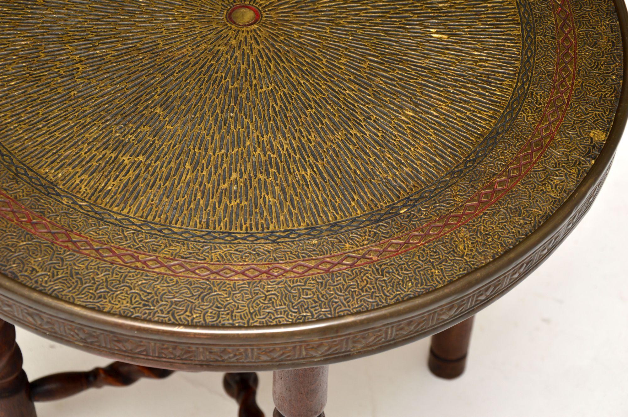 Laiton Ancienne table basse pliante Coloni Barley Twist