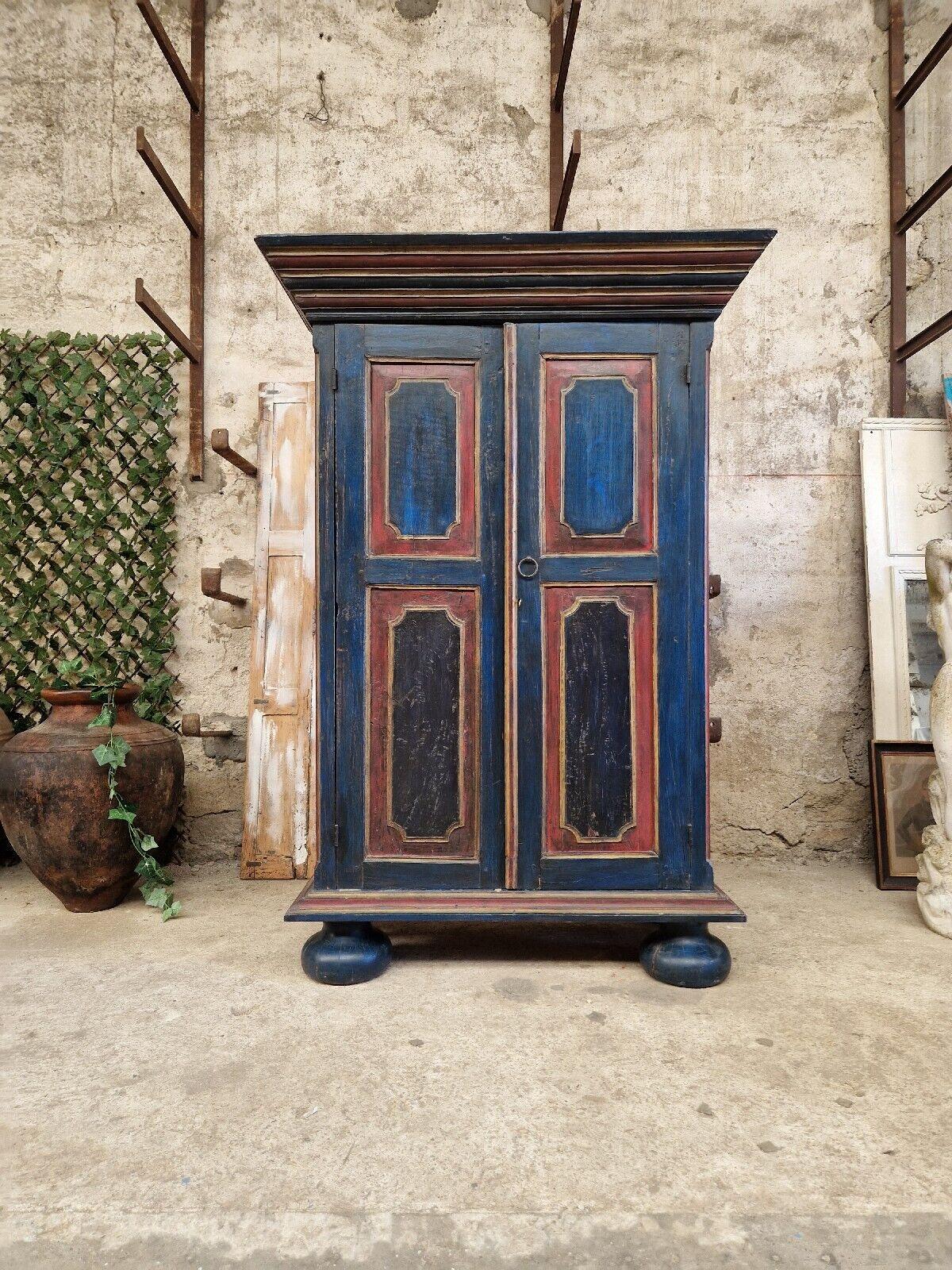 Lacquered Antique Colonial Bavarian Wardrobe Cupbaord German Schrank  For Sale