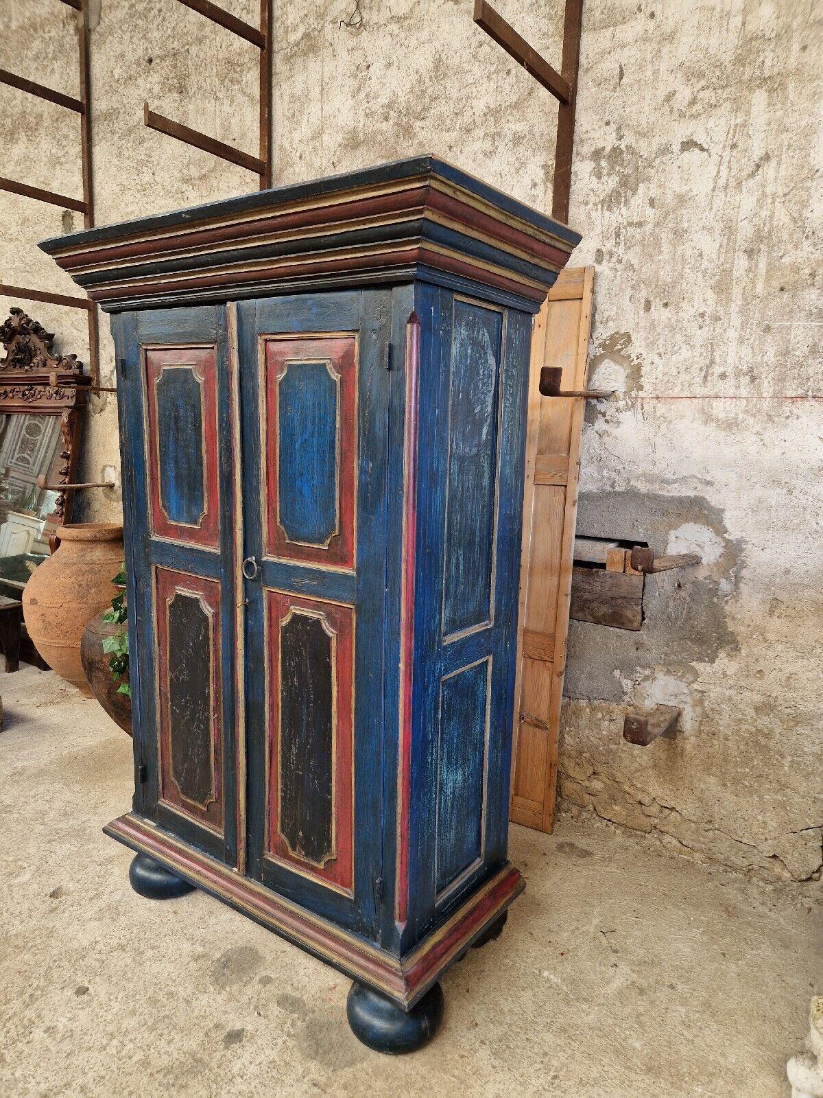Wood Antique Colonial Bavarian Wardrobe Cupbaord German Schrank  For Sale