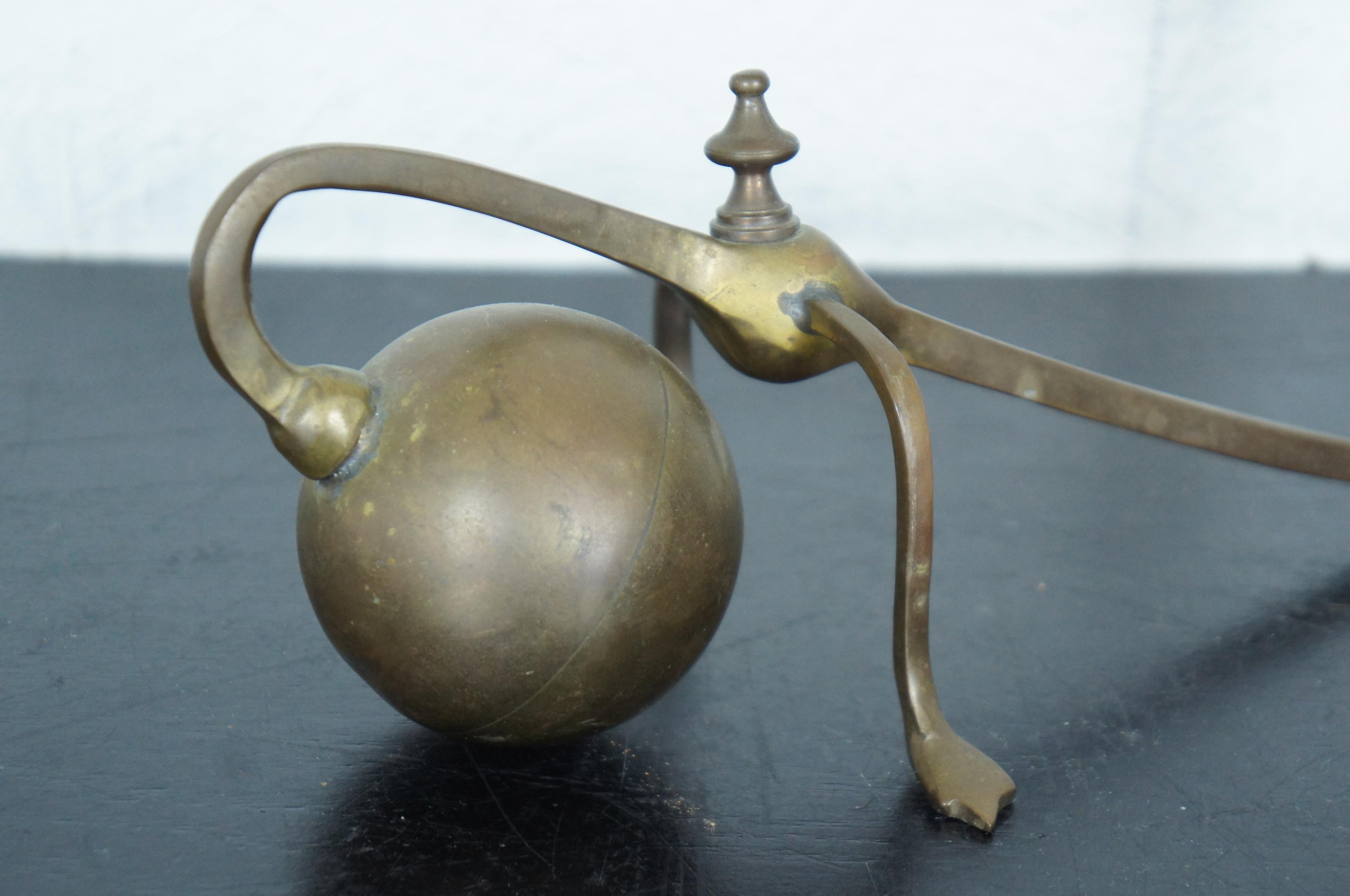 Antique Colonial Brass Cantilevered Piano Mantel Cannonball Candlestick Spain For Sale 1
