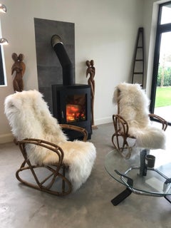 Antique Colonial Rattan Cane Bamboo Armchairs from South African Boarding School