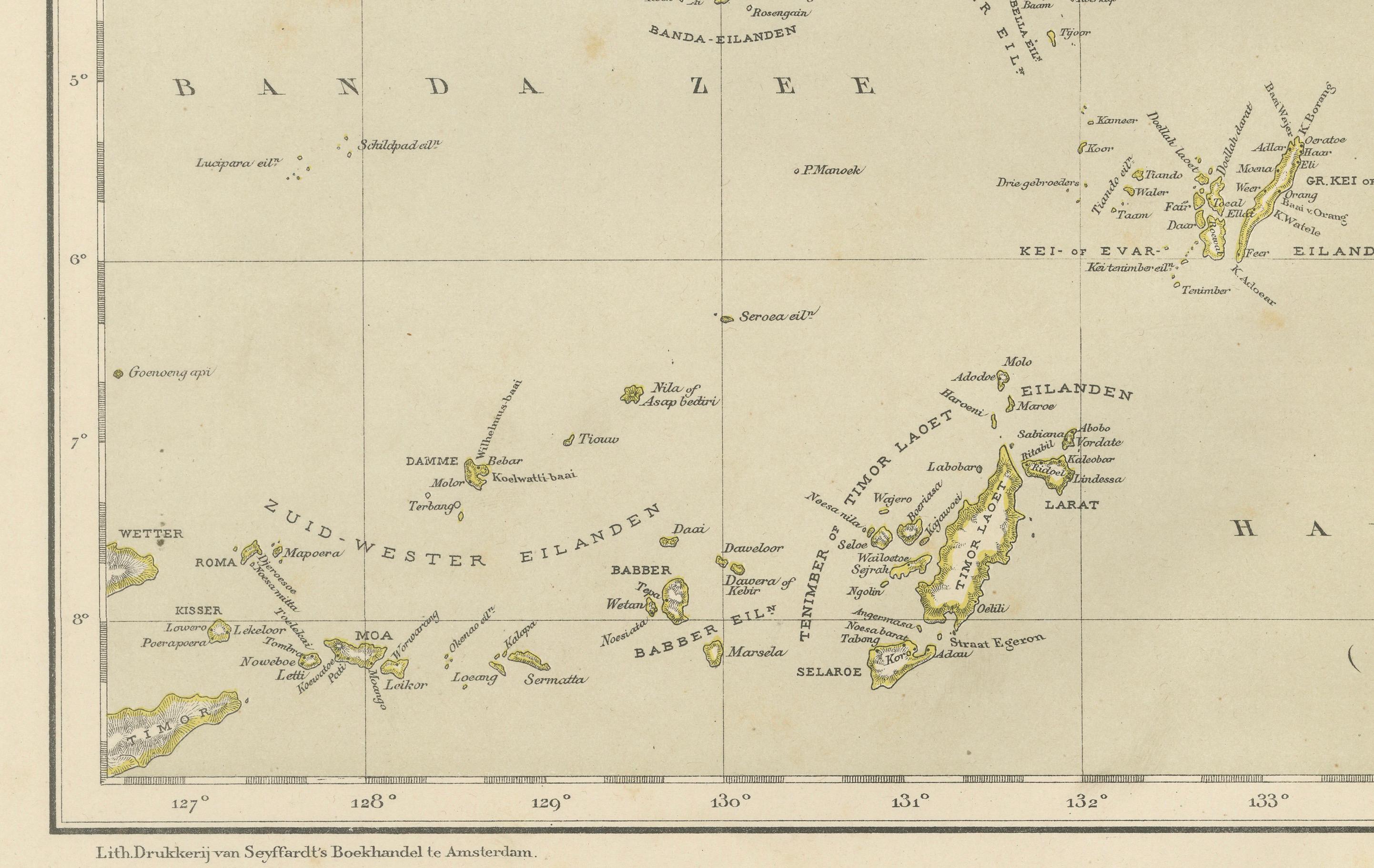 Antiguo Mapa Colonial Holandés de las Molucas y Nueva Guinea por Dornseiffen, 1884 Fines del siglo XIX en venta