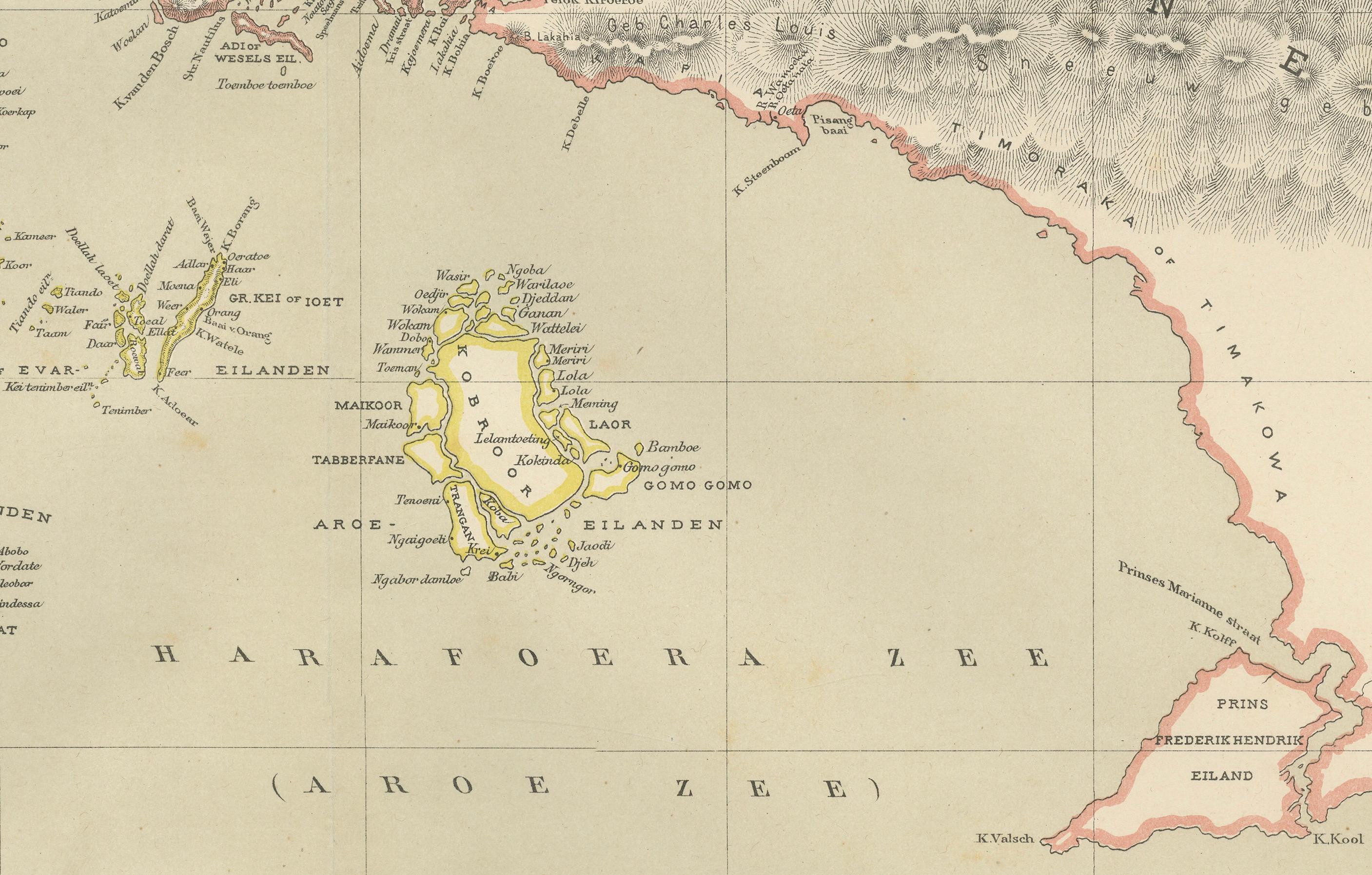 Antiguo Mapa Colonial Holandés de las Molucas y Nueva Guinea por Dornseiffen, 1884 Papel en venta