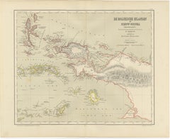 Antique Colonial Dutch Map of the Moluccas
New Guinea by Dornseiffen, 1884