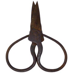 Antique Colonial Forged Iron Scissors, 19th Century