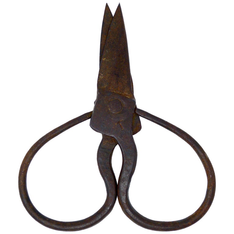 Antique Colonial Forged Iron Scissors, 19th Century at 1stDibs