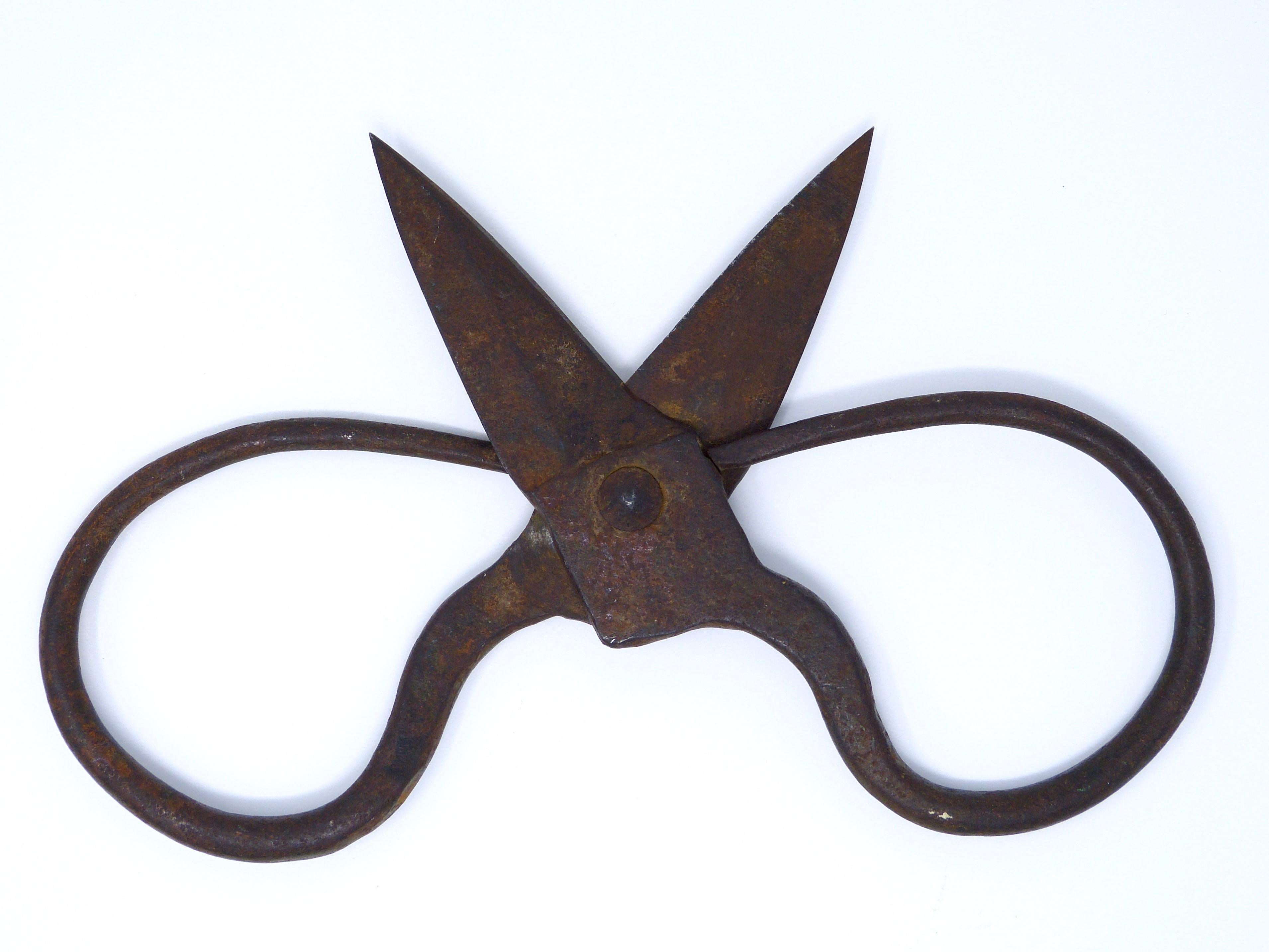 Spanish Colonial Antique Colonial Forged Iron Scissors, 19th Century
