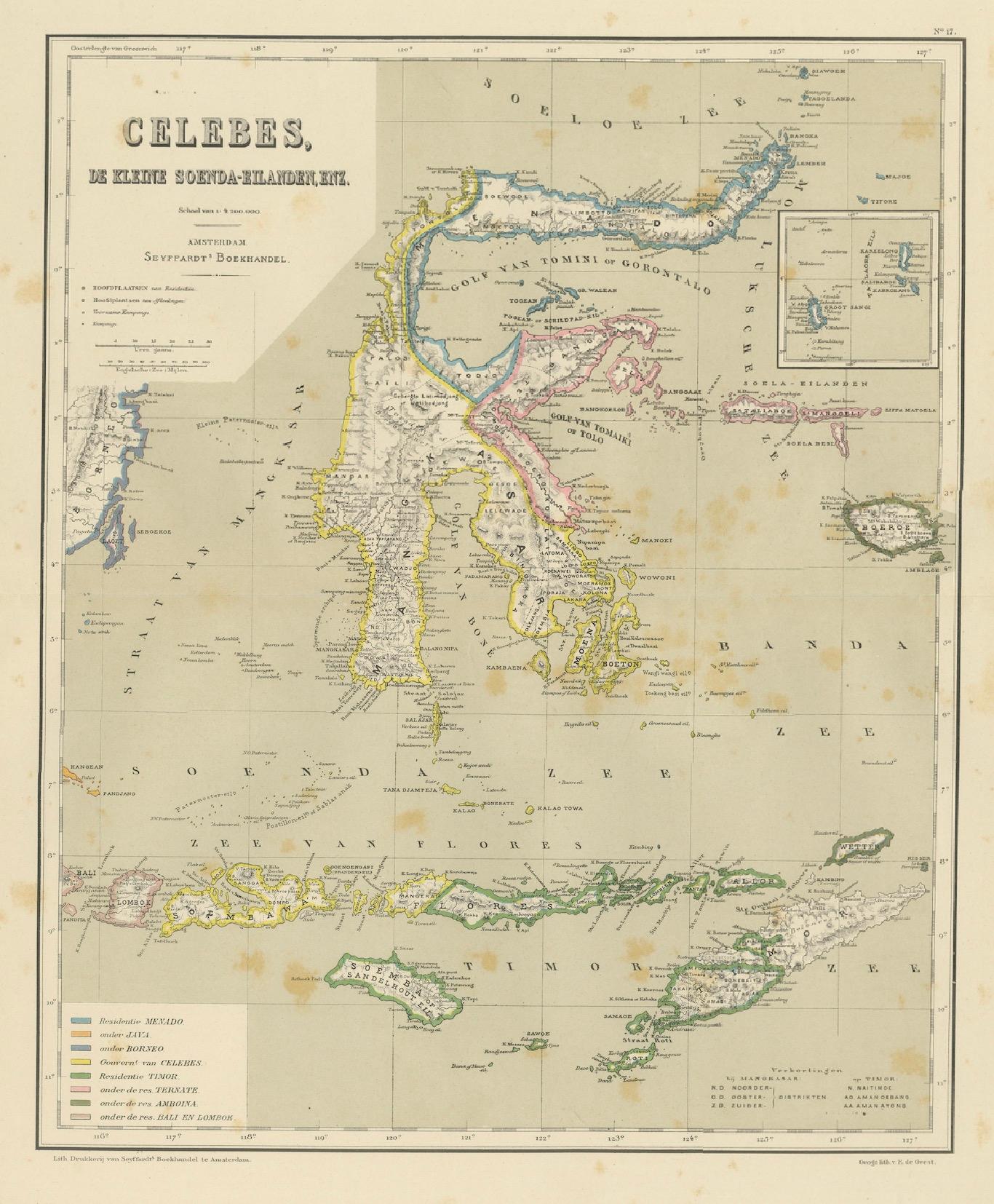 Ancienne carte coloniale des Célèbes, des Célèbes et des petites îles de la Sonde, 1884 en vente 6