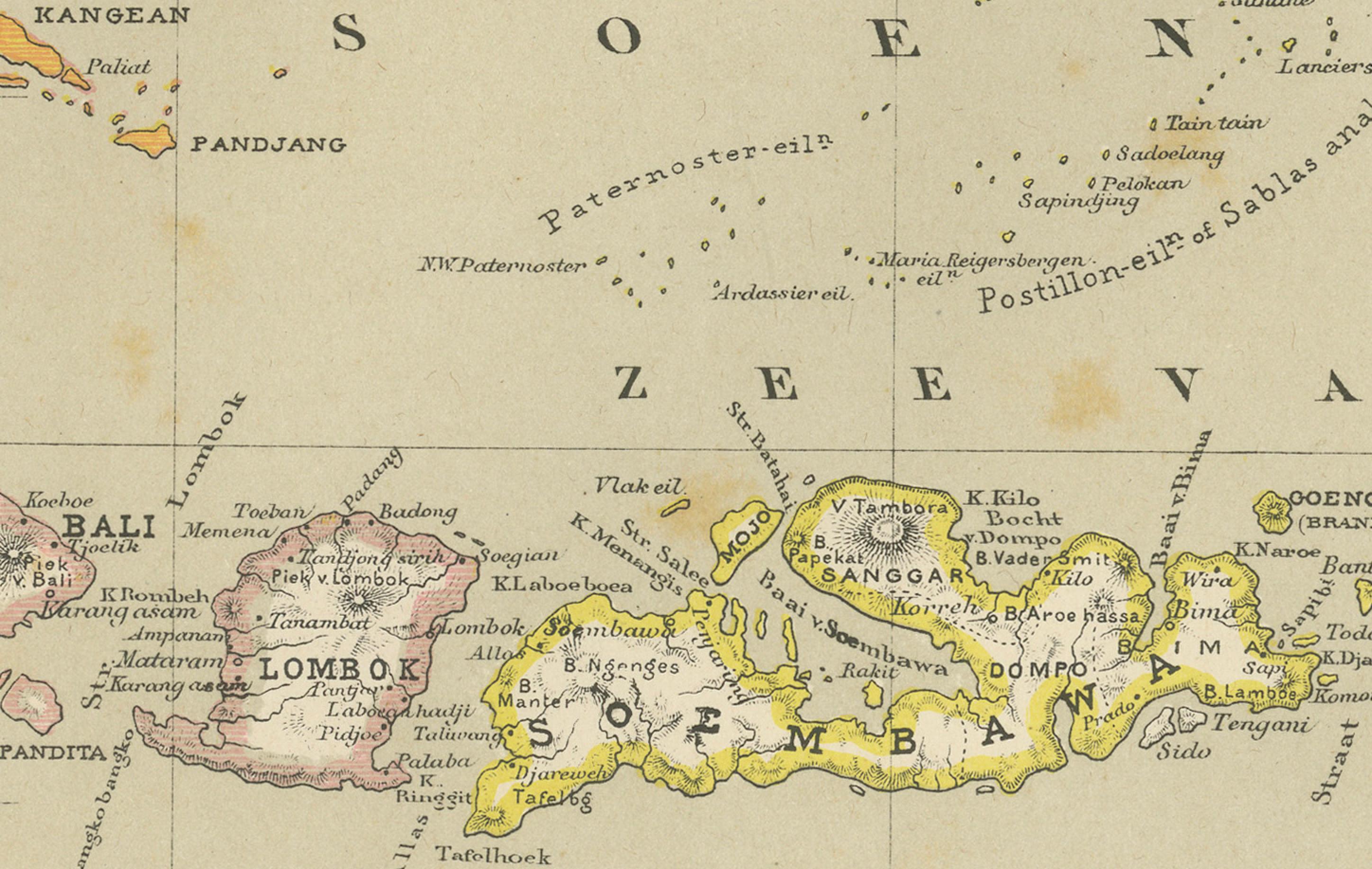 Ancienne carte coloniale des Célèbes, de Sulawesi et des petites îles de la Sonde C.C.

Cette magnifique carte ancienne très détaillée représente l'île de Célèbes (l'actuelle Sulawesi) ainsi que les îles de la Petite Sonde, y compris Flore, Timor,