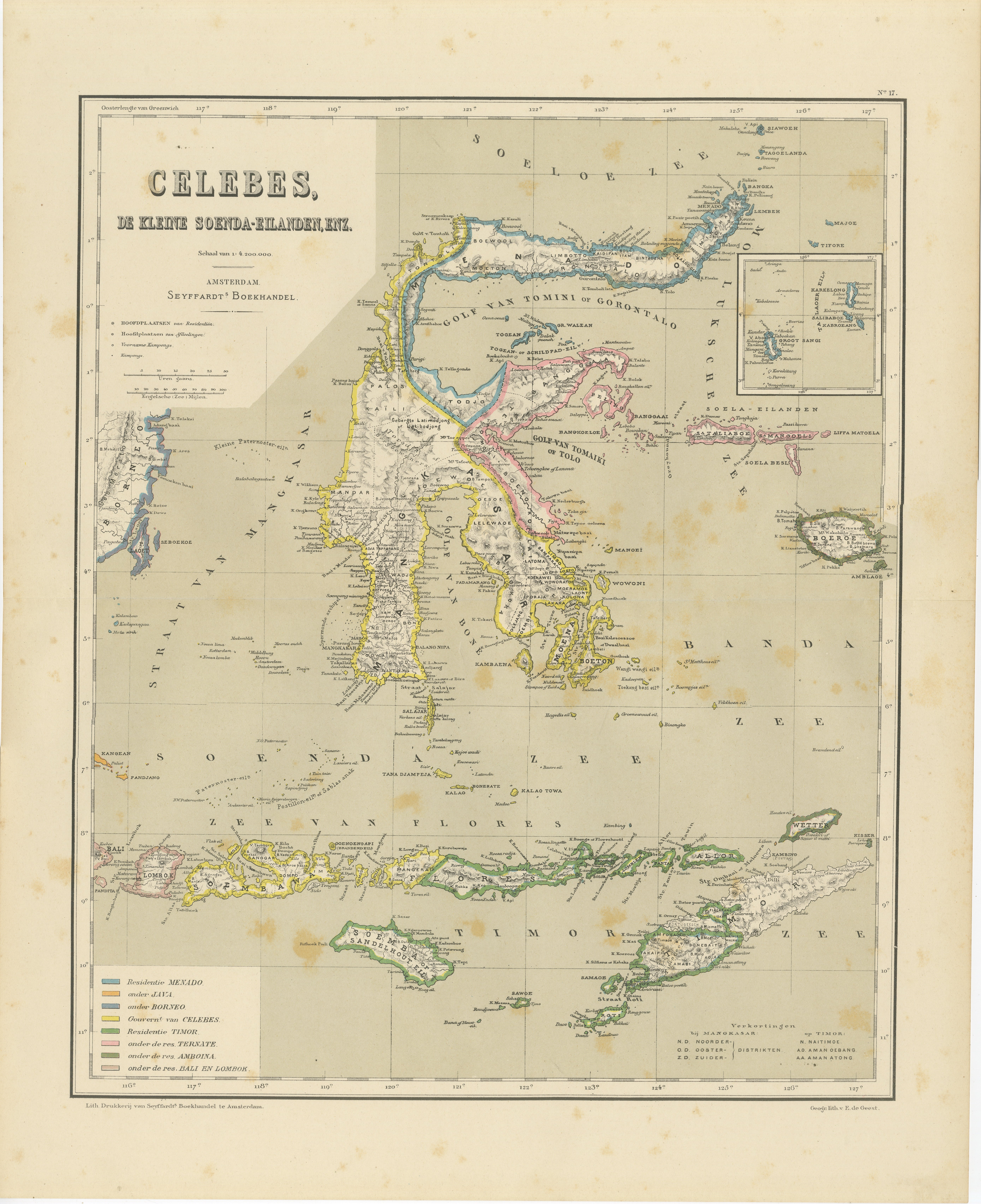 Antique Colonial Map of Celebes Sulawesi
Lesser Sunda Islands, 1884