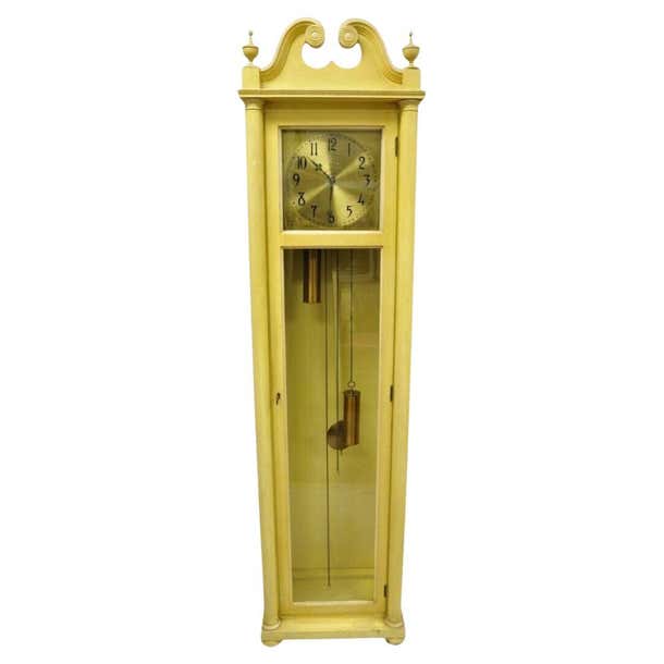 Colonial Clocks Antique Colonial Mfg Co Beige Painted Tall Case Federal Style ...