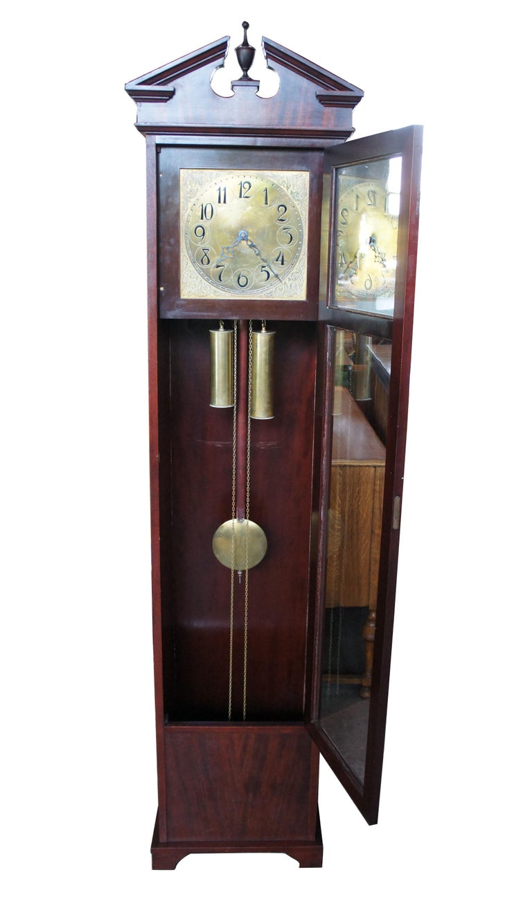 Antique Colonial Mfg Co Empire Style Mahogany Grandfather Clock German