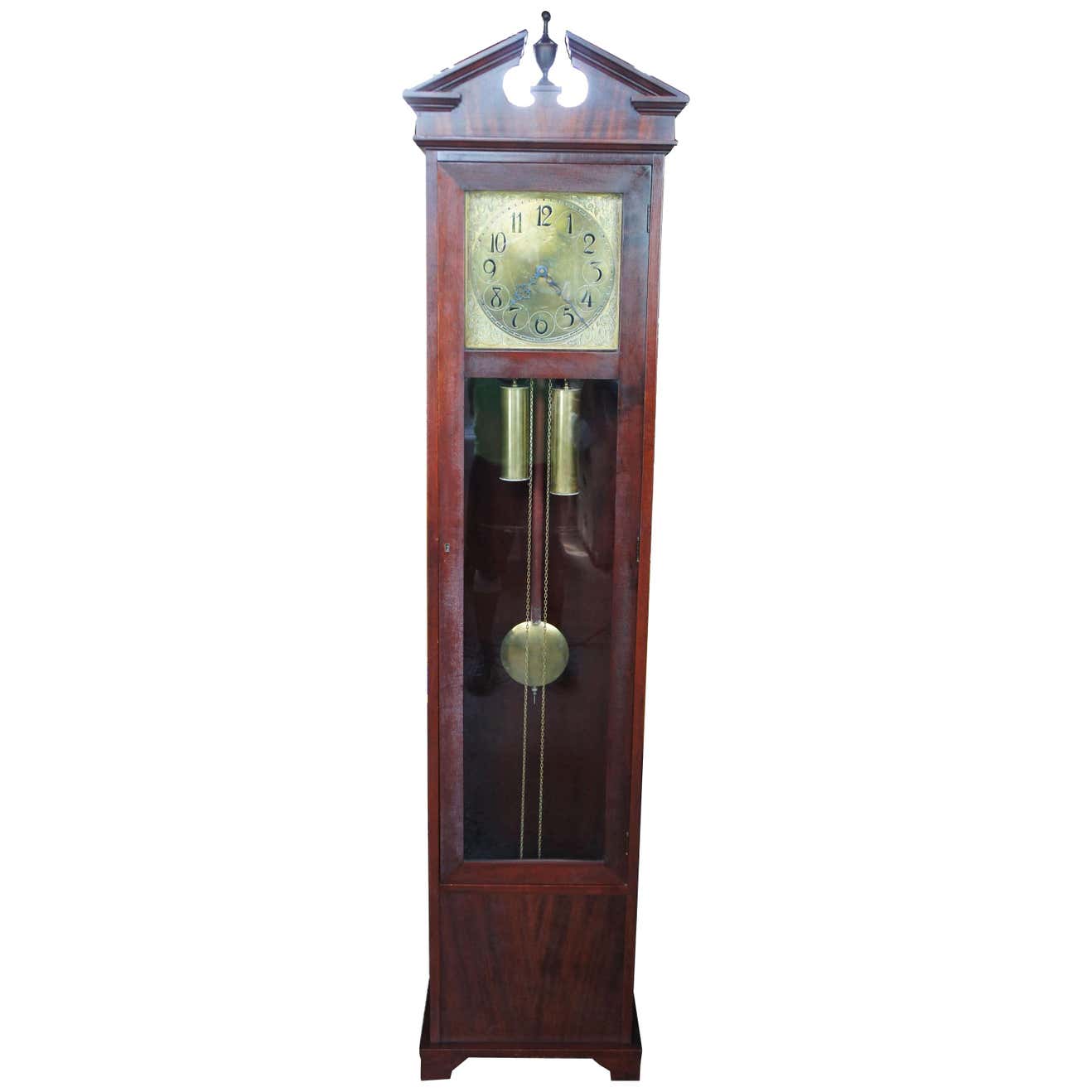 Colonial Clocks Antique Colonial Mfg Co Empire Style Mahogany Grandfather Clock German ...