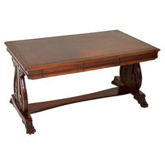 Antique Colonial Padauk Wood Leather Top Partners Desk