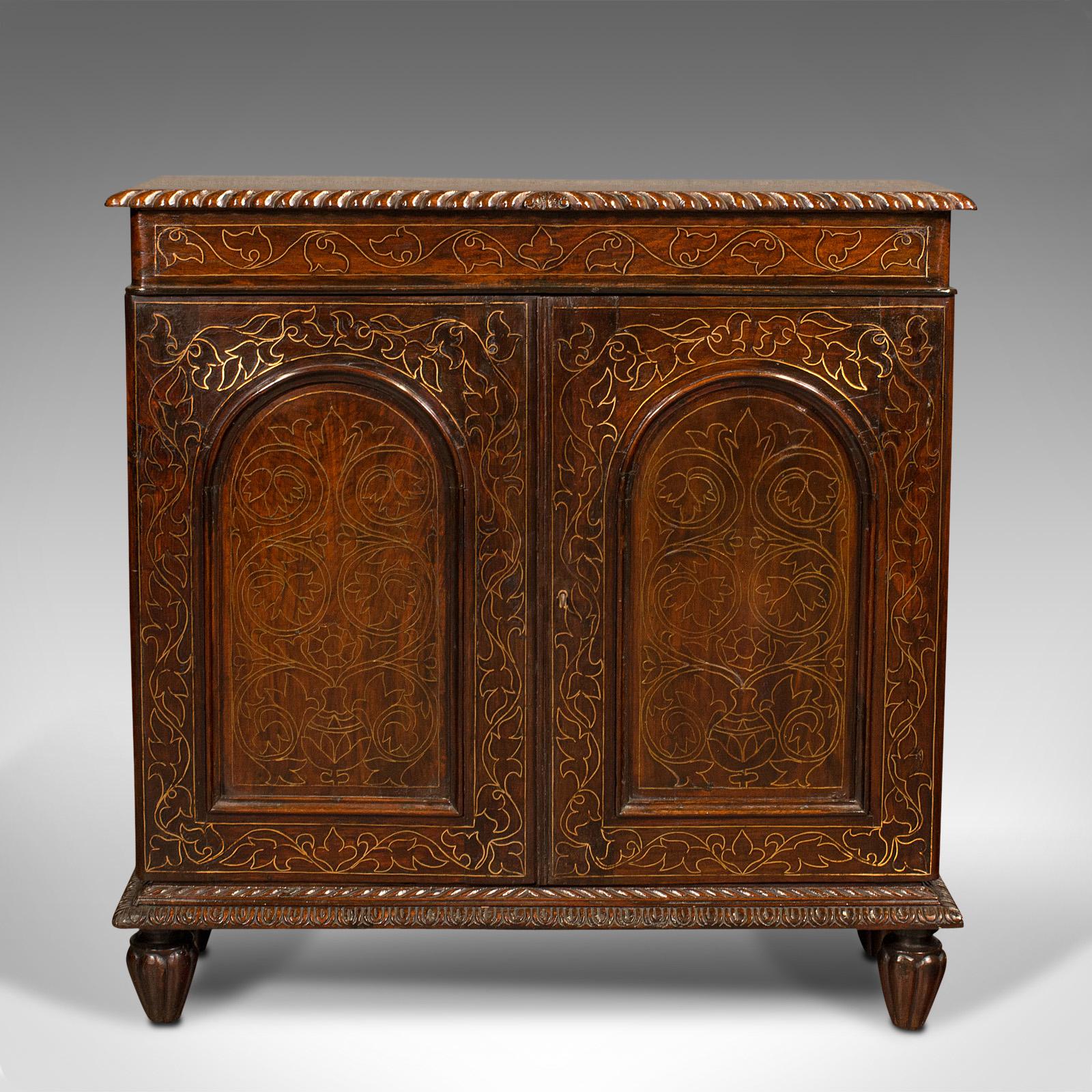 British Antique Colonial Side Cabinet, Anglo Indian, Drinks, Hall Cupboard, William IV For Sale
