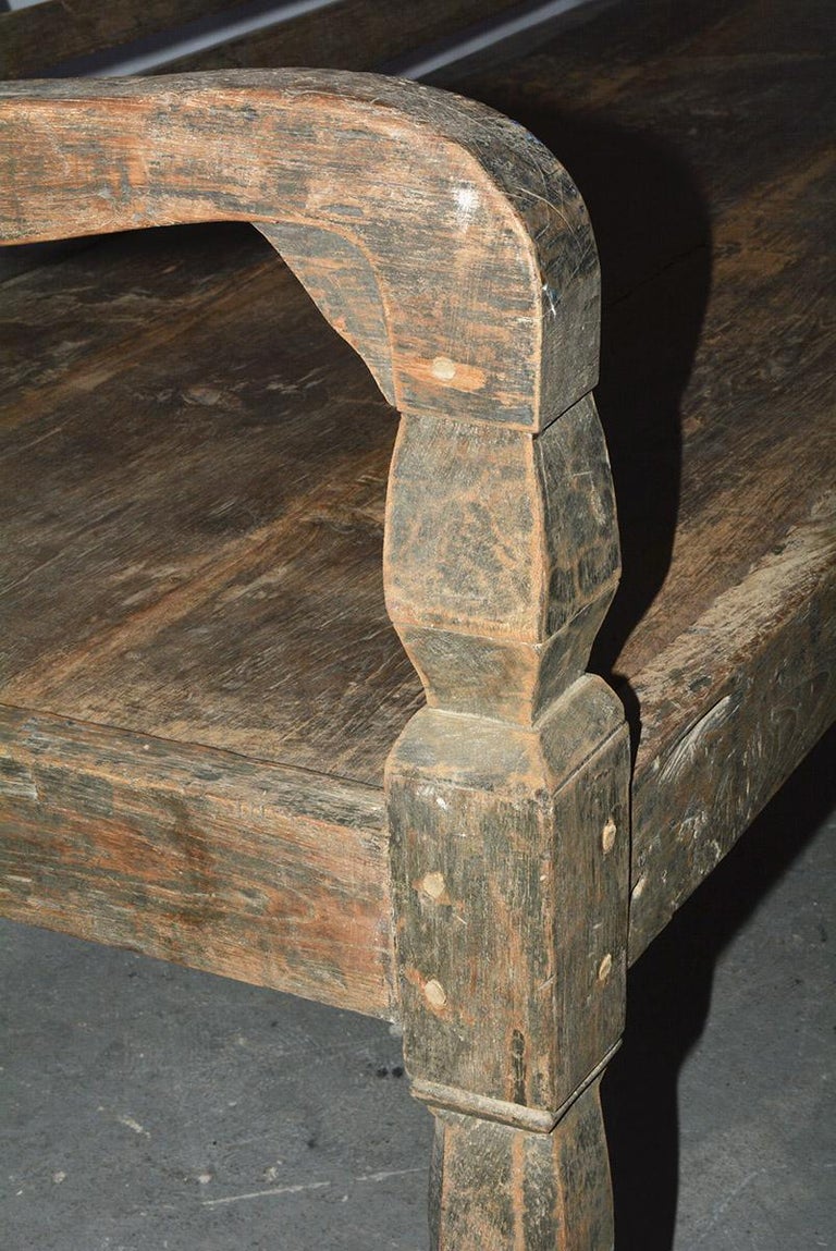 Antique Colonial Teak Wood Daybed Bench For Sale at 1stDibs