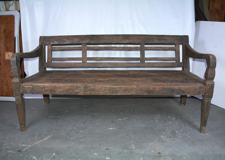 Antique Colonial Teak Wood Daybed Bench For Sale at 1stDibs