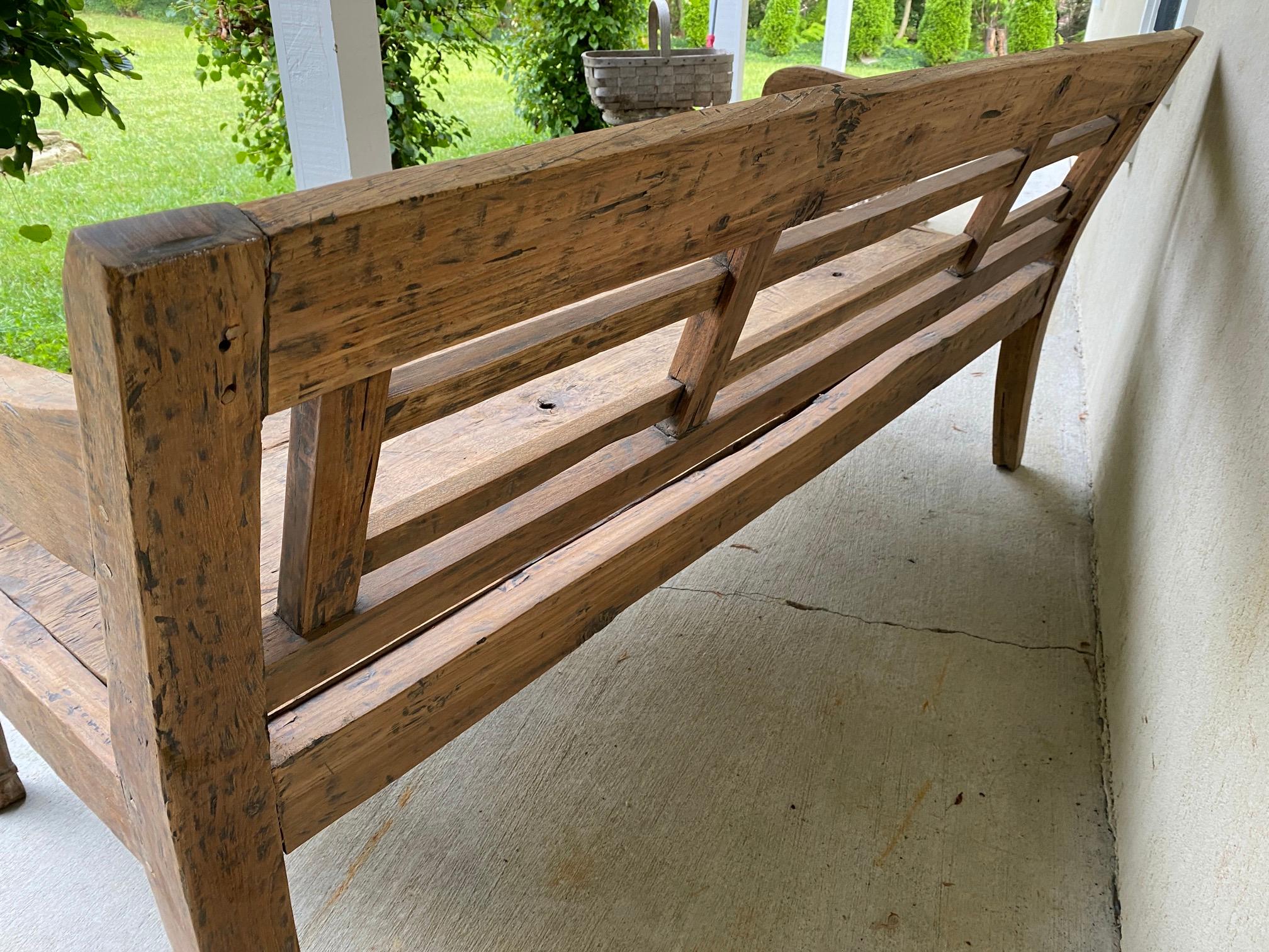 Dutch Colonial Antique Colonial Teak Wood Daybed Bench